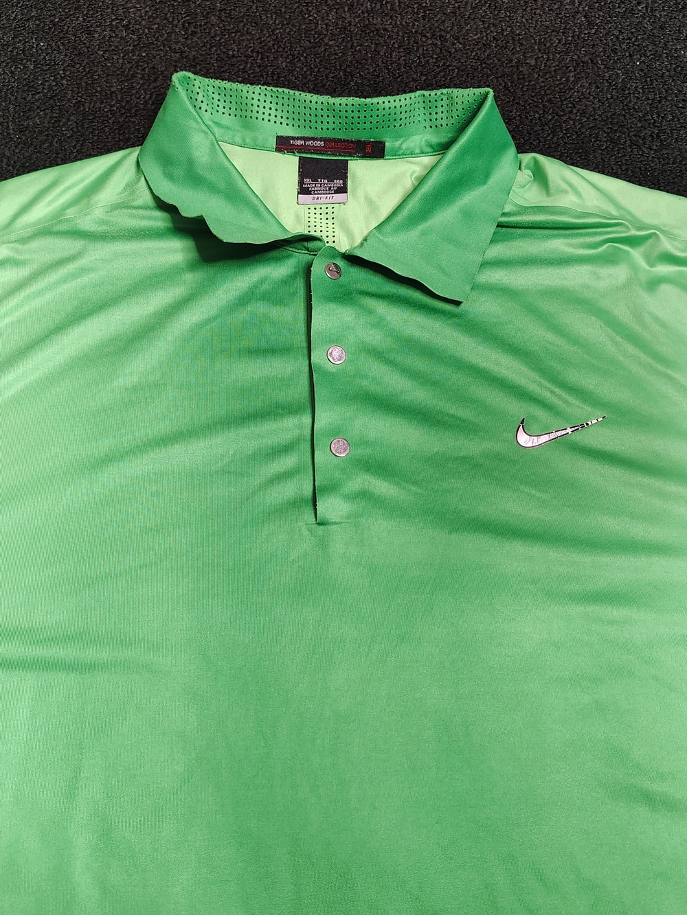 Nike Tiger Woods Collection Dri-FIT Bright Green Golf Polo Shirt Men's XXL
